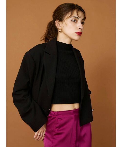 EVRIS（エヴリス）の「ショートジャケット【セットアップ着用可能】（テーラードジャケット・レディース・ブラック/ブラウン/ベージュ・FREE）」の9枚目の写真