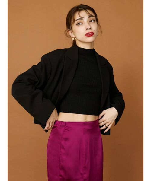 EVRIS（エヴリス）の「ショートジャケット【セットアップ着用可能】（テーラードジャケット・レディース・ブラック/ブラウン/ベージュ・FREE）」の10枚目の写真