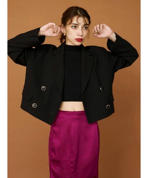 EVRIS（エヴリス）の「ショートジャケット【セットアップ着用可能】（テーラードジャケット・レディース・ブラック/ブラウン/ベージュ・FREE）」の11枚目の写真