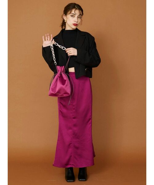 EVRIS（エヴリス）の「ショートジャケット【セットアップ着用可能】（テーラードジャケット・レディース・ブラック/ブラウン/ベージュ・FREE）」の14枚目の写真