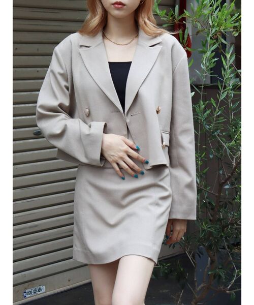 EVRIS（エヴリス）の「ショートジャケット【セットアップ着用可能】（テーラードジャケット・レディース・ブラック/ブラウン/ベージュ・FREE）」の17枚目の写真