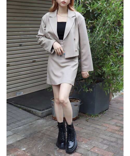 EVRIS（エヴリス）の「ショートジャケット【セットアップ着用可能】（テーラードジャケット・レディース・ブラック/ブラウン/ベージュ・FREE）」の18枚目の写真