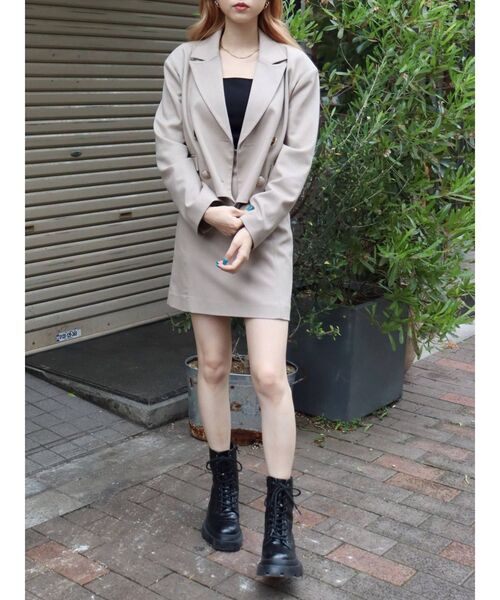 EVRIS（エヴリス）の「ショートジャケット【セットアップ着用可能】（テーラードジャケット・レディース・ブラック/ブラウン/ベージュ・FREE）」の19枚目の写真