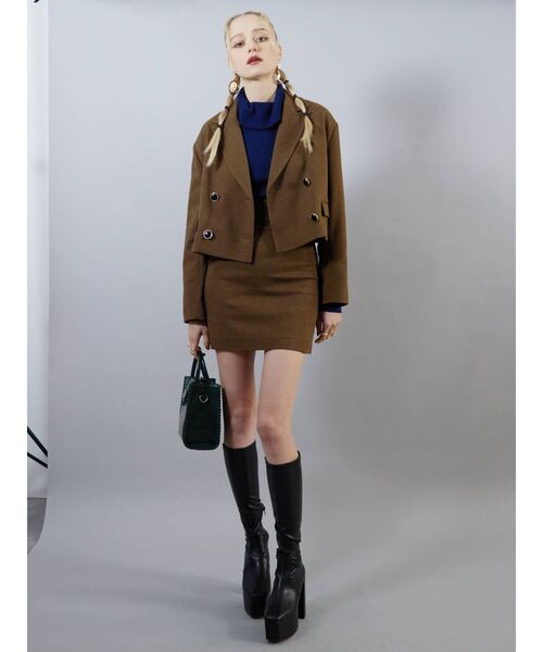 EVRIS（エヴリス）の「ショートジャケット【セットアップ着用可能】（テーラードジャケット・レディース・ブラック/ブラウン/ベージュ・FREE）」の22枚目の写真