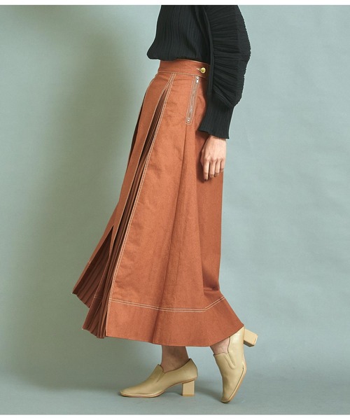 Settimissimo（セッティミッシモ）の「タックプリーツデザインスカート（スカート・レディース・ブラック/キャメル・38）」の5枚目の写真