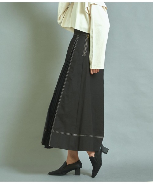 Settimissimo（セッティミッシモ）の「タックプリーツデザインスカート（スカート・レディース・ブラック/キャメル・38）」の3枚目の写真