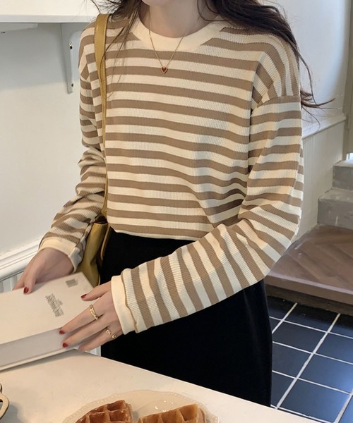 美品】pleats please トップス 長袖 ボーダー 総柄 サイズ3