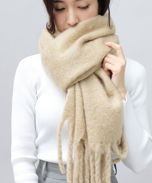 BASERANGE 大判マフラー ベージュ BASERANGE（ベースレンジ） マフラー BASERANGE SCARF レディース