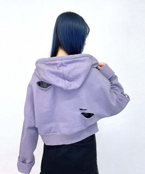 LAND by MILKBOY（ランドバイミルクボーイ）の「RIP DAMAGE HOODIE（パーカー・レディース・B/A・FREE）」の16枚目の写真