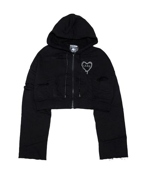 LAND by MILKBOY（ランドバイミルクボーイ）の「RIP DAMAGE HOODIE（パーカー・レディース・B/A・FREE）」の9枚目の写真