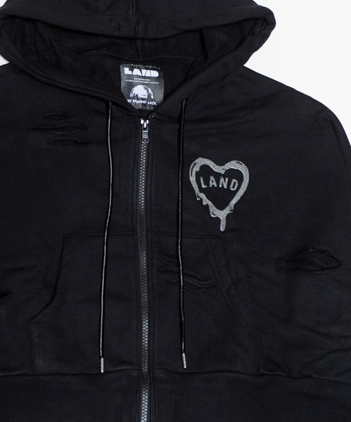 LAND by MILKBOY（ランドバイミルクボーイ）の「RIP DAMAGE HOODIE（パーカー・レディース・B/A・FREE）」の10枚目の写真