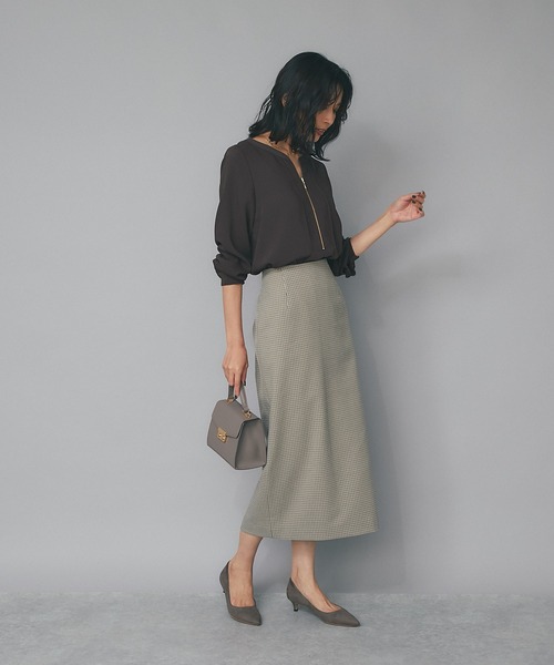 RIVE DROITE(リヴドロワ)の「他と差がつくファスナーデザイン/フロントファスナーブラウス(シャツ/ブラウス・レディース・ネイビー/ブラウン/アイボリー・FREE)」の14枚目の写真