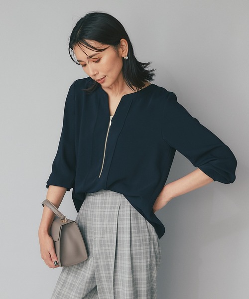 RIVE DROITE(リヴドロワ)の「他と差がつくファスナーデザイン/フロントファスナーブラウス(シャツ/ブラウス・レディース・ネイビー/ブラウン/アイボリー・FREE)」の21枚目の写真