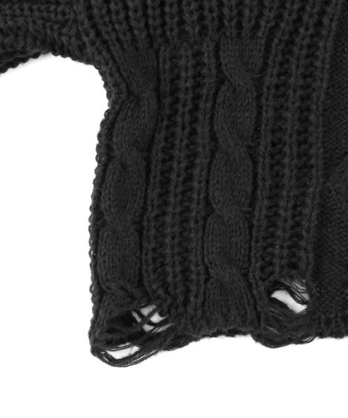 Figments（フィグメンツ）の「ショートダメージニット（ニット/セーター・レディース・ブラック/アイボリー・FREE）」の5枚目の写真