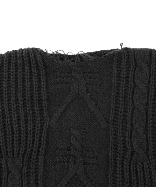 Figments（フィグメンツ）の「ショートダメージニット（ニット/セーター・レディース・ブラック/アイボリー・FREE）」の7枚目の写真