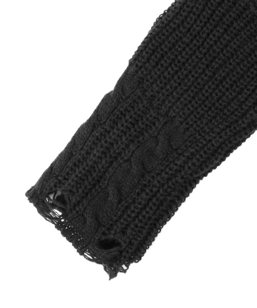 Figments（フィグメンツ）の「ショートダメージニット（ニット/セーター・レディース・ブラック/アイボリー・FREE）」の4枚目の写真