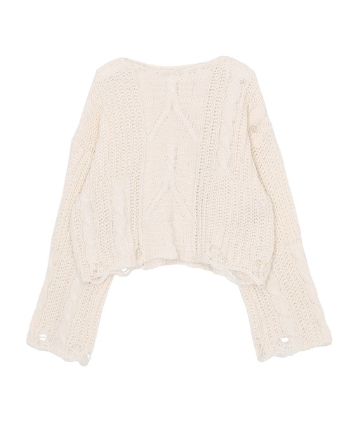 Figments（フィグメンツ）の「ショートダメージニット（ニット/セーター・レディース・ブラック/アイボリー・FREE）」の12枚目の写真