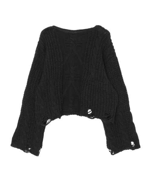 Figments（フィグメンツ）の「ショートダメージニット（ニット/セーター・レディース・ブラック/アイボリー・FREE）」の16枚目の写真