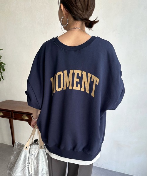 DouDou(ドゥドゥ)の「MOMENT ロゴスウェット(スウェット・レディース・ネイビー/グレイッシュベージュ/オフホワイト・FREE)」の11枚目の写真