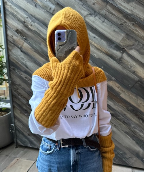 mi via loca（ミヴィアロカ）の「【セット】ウール混バラクラバ&アームウォーマーSET（ネックウォーマー/スヌード・レディース・オレンジ/マスタード/グリーン/ブラウン/ブルー/グレー/ピンク・FREE）」の5枚目の写真