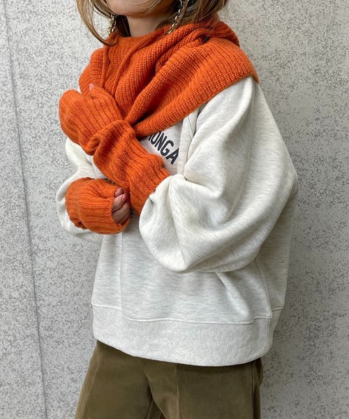 mi via loca（ミヴィアロカ）の「【セット】ウール混バラクラバ&アームウォーマーSET（ネックウォーマー/スヌード・レディース・オレンジ/マスタード/グリーン/ブラウン/ブルー/グレー/ピンク・FREE）」の12枚目の写真