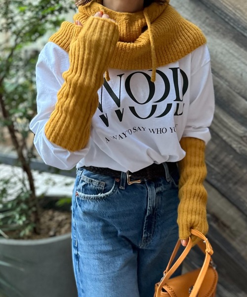 mi via loca（ミヴィアロカ）の「【セット】ウール混バラクラバ&アームウォーマーSET（ネックウォーマー/スヌード・レディース・オレンジ/マスタード/グリーン/ブラウン/ブルー/グレー/ピンク・FREE）」の10枚目の写真