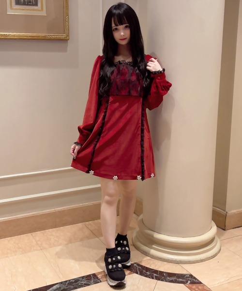 Swankiss（スワンキス）の「KJ velour lace O/P（ワンピース・レディース・ブラック/ピンク/ボルドー・FREE）」の12枚目の写真