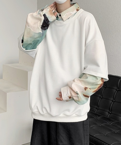 FVLMEN(フルメン)の「【FVLMEN】fake layered sweat pullover/フェイクレイヤード スウェット プルオーバー(スウェット・メンズ・ホワイト/グリーン/ブラック・MEDIUM/LARGE/X-LARGE)」の4枚目の写真