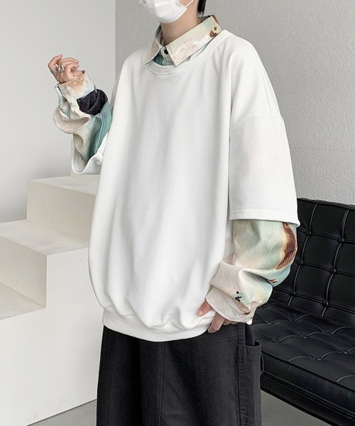 FVLMEN(フルメン)の「【FVLMEN】fake layered sweat pullover/フェイクレイヤード スウェット プルオーバー(スウェット・メンズ・ホワイト/グリーン/ブラック・MEDIUM/LARGE/X-LARGE)」の14枚目の写真