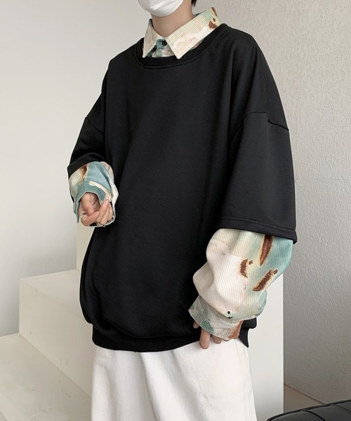FVLMEN(フルメン)の「【FVLMEN】fake layered sweat pullover/フェイクレイヤード スウェット プルオーバー(スウェット・メンズ・ホワイト/グリーン/ブラック・MEDIUM/LARGE/X-LARGE)」の6枚目の写真