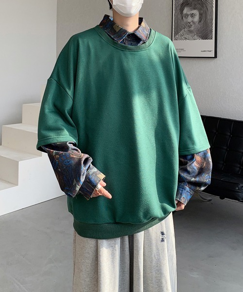 FVLMEN(フルメン)の「【FVLMEN】fake layered sweat pullover/フェイクレイヤード スウェット プルオーバー(スウェット・メンズ・ホワイト/グリーン/ブラック・MEDIUM/LARGE/X-LARGE)」の10枚目の写真