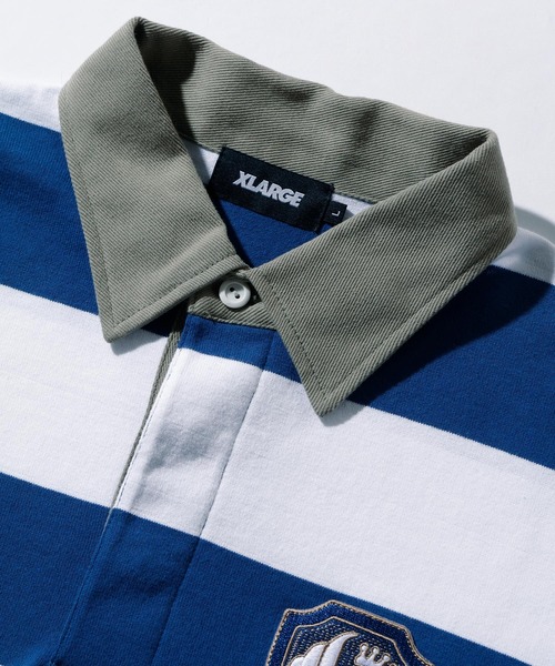 XLARGE（エクストララージ）の「EMBLEM STRIPED RUGBY SHIRT