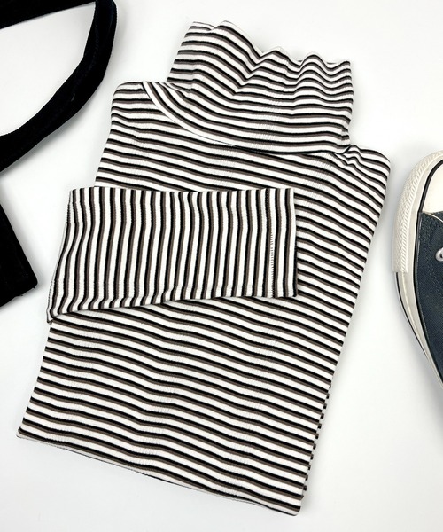 MILLER(ミラー)の「【Robert P. Miller】パネルリブ タートルネック ロングスリーブTシャツ 834C(Tシャツ/カットソー・レディース・ブラック×ホワイト/ブラック×ピンク/オリーブ×ブラック/グレー/オフホワイト/ホワイト×ブラック/ブラック/グレー系その他/ブラウン系その他/ブラック×グレー/ブルー系その他/レッド系その他・FREE)」の9枚目の写真