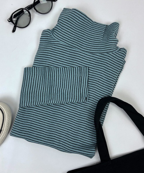 MILLER(ミラー)の「【Robert P. Miller】パネルリブ タートルネック ロングスリーブTシャツ 834C(Tシャツ/カットソー・レディース・ブラック×ホワイト/ブラック×ピンク/オリーブ×ブラック/グレー/オフホワイト/ホワイト×ブラック/ブラック/グレー系その他/ブラウン系その他/ブラック×グレー/ブルー系その他/レッド系その他・FREE)」の11枚目の写真