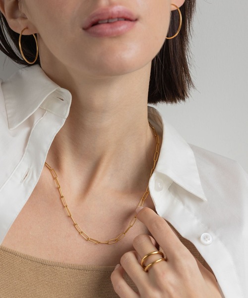 PAS TIERRA（パティエラ）の「【Lien】SV30mフープピアス（ピアス（両耳用）・レディース・シルバー/イエローゴールド・FREE）」の6枚目の写真