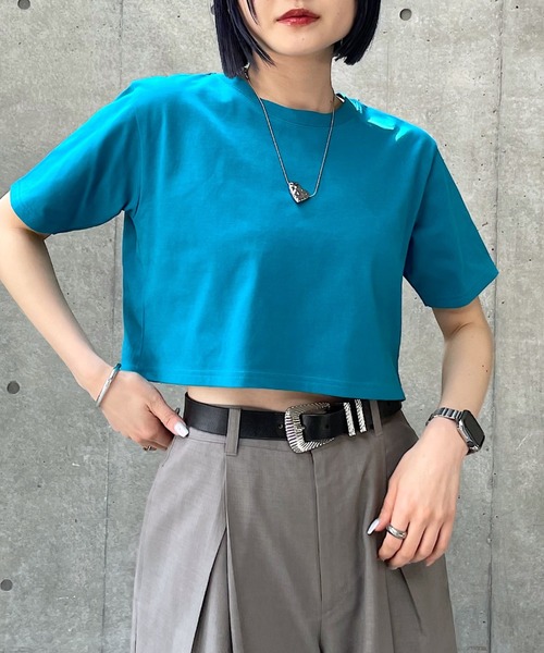 PAGEBOY(ページボーイ)の「ファブリックファンクションコンパクトT(Tシャツ/カットソー・レディース・オフホワイト/ターコイズブルー/ローズ/ブラック/グレイッシュベージュ・FREE)」の5枚目の写真