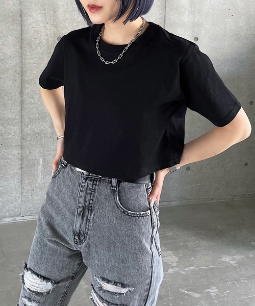 PAGEBOY(ページボーイ)の「ファブリックファンクションコンパクトT(Tシャツ/カットソー・レディース・オフホワイト/ターコイズブルー/ローズ/ブラック/グレイッシュベージュ・FREE)」の11枚目の写真