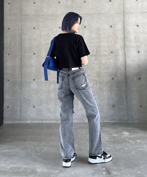 PAGEBOY(ページボーイ)の「ファブリックファンクションコンパクトT(Tシャツ/カットソー・レディース・オフホワイト/ターコイズブルー/ローズ/ブラック/グレイッシュベージュ・FREE)」の13枚目の写真