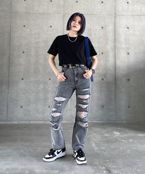 PAGEBOY(ページボーイ)の「ファブリックファンクションコンパクトT(Tシャツ/カットソー・レディース・オフホワイト/ターコイズブルー/ローズ/ブラック/グレイッシュベージュ・FREE)」の12枚目の写真