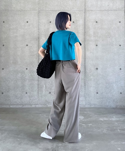 PAGEBOY(ページボーイ)の「ファブリックファンクションコンパクトT(Tシャツ/カットソー・レディース・オフホワイト/ターコイズブルー/ローズ/ブラック/グレイッシュベージュ・FREE)」の17枚目の写真