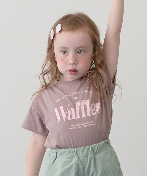 Lycee mine(リセマイン)の「【型崩れしないやわらかコットン】選べる10パターンオリジナルプリントTシャツ(Tシャツ/カットソー・キッズ・ピンク/モカ/チャコール/イエロー/ミント/ベージュ系/パープル/ブルーグレー/アイボリー/ライトブルー・110cm/120cm/130cm/140cm/150cm/100cm)」の4枚目の写真