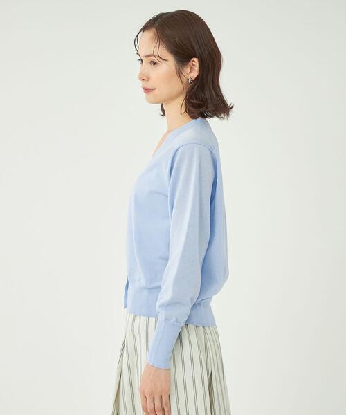 【WHITE】シアーVネックニットカーディガン - ウォッシャブル - green label relaxing（グリーンレーベルリラクシング）の「グロッシー