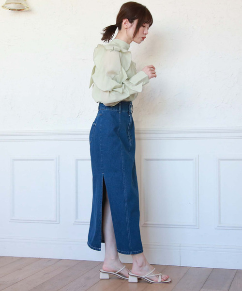 archives（アルシーヴ）の「ロングタイトデニムスカート（デニムスカート・レディース・ブルー/ブラック/サックスブルー・SMALL/MEDIUM）」の4枚目の写真