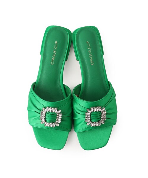 OPAQUE.CLIP(オペークドットクリップ)の「◆サテンビジューフラットミュール(サンダル・レディース・ブラック/グリーン・03/02)」の6枚目の写真