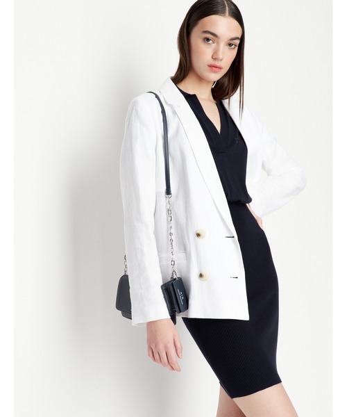 ARMANI Exchange 半袖ミニワンピース S ホワイト A|X アルマーニ エクスチェンジ】オールオーバーロゴ ニット