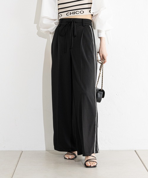 Chico（チコ）の「ラインジャージワイドパンツ（スラックス・レディース・ベージュ/アイボリー/ブラック/グレー・FREE）」の13枚目の写真