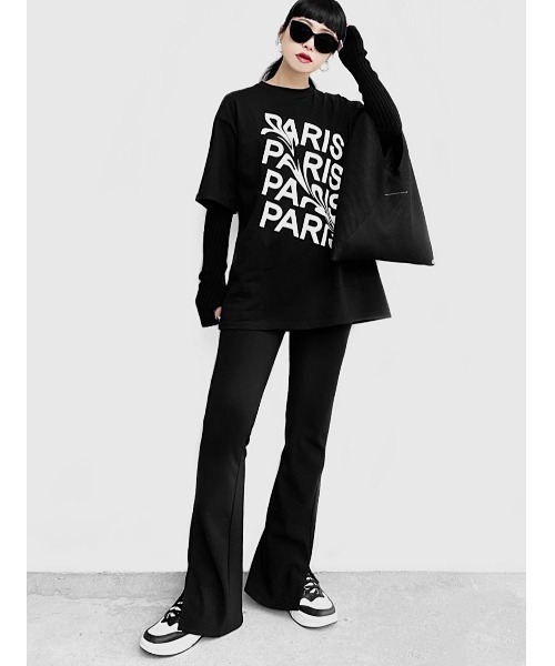 LVEU.（ラブユ.）の「【LVEU.】PARISオーバーTシャツ(Aiselect) / トップス Tシャツ 半袖 オーバー プリント グラフィック ブラック ホワイト（Tシャツ/カットソー・レディース・ホワイト/ブラック・FREE）」の6枚目の写真