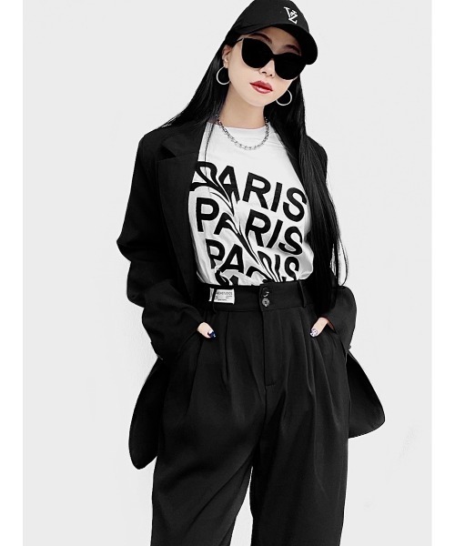 LVEU.（ラブユ.）の「【LVEU.】PARISオーバーTシャツ(Aiselect) / トップス Tシャツ 半袖 オーバー プリント グラフィック ブラック ホワイト（Tシャツ/カットソー・レディース・ホワイト/ブラック・FREE）」の19枚目の写真