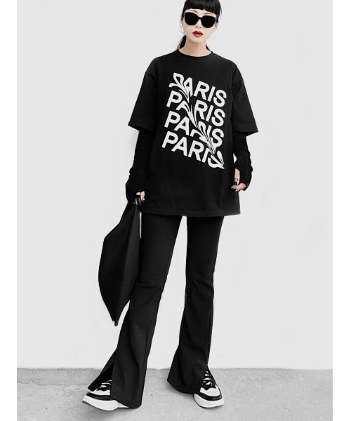 LVEU.（ラブユ.）の「【LVEU.】PARISオーバーTシャツ(Aiselect) / トップス Tシャツ 半袖 オーバー プリント グラフィック ブラック ホワイト（Tシャツ/カットソー・レディース・ホワイト/ブラック・FREE）」の10枚目の写真