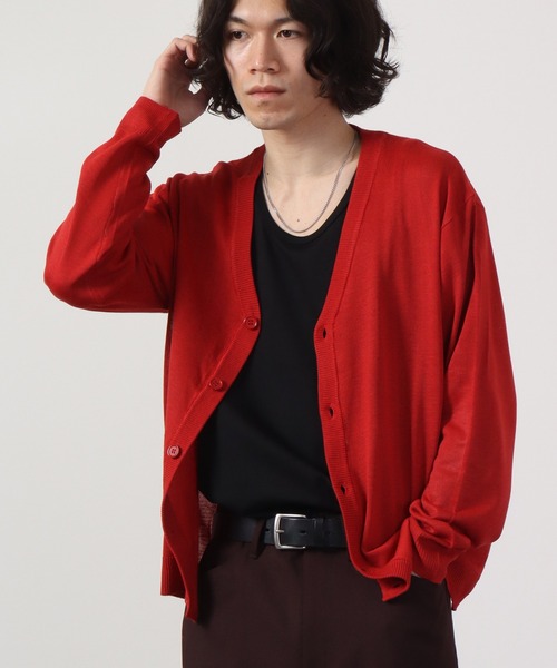 FUNALIVE（ファンアライブ）の「セミルーズシルエットカーディガン（カーディガン/ボレロ・メンズ・レッド/ネイビー/ベージュ/グレー/ブラック/チャコール/グリーン・L/XL/M）」の7枚目の写真